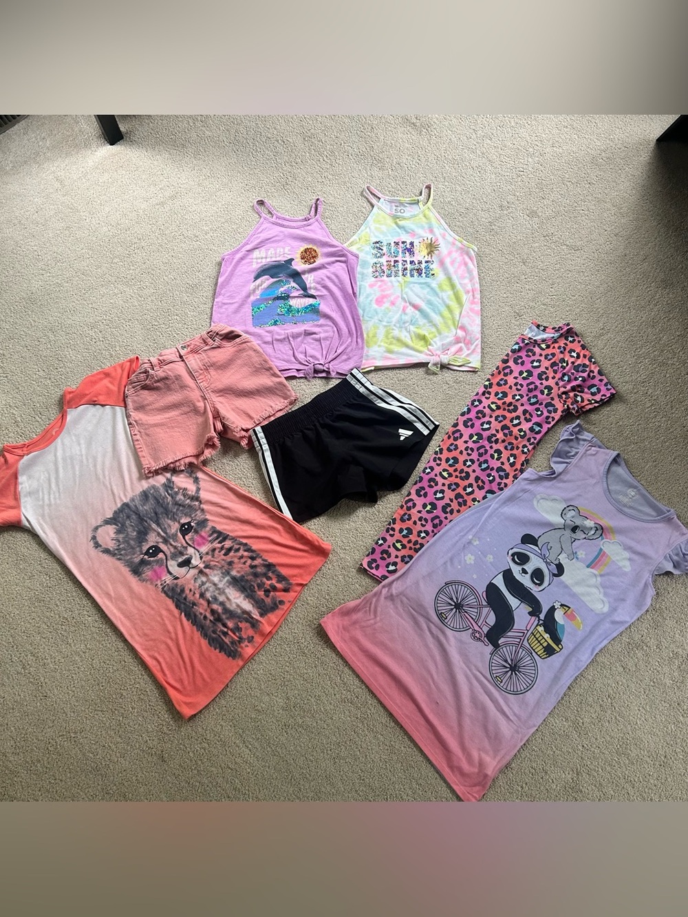 Youth girls 10/12 tank tops shorts pajamas cat & jack adidas SO wonder nation